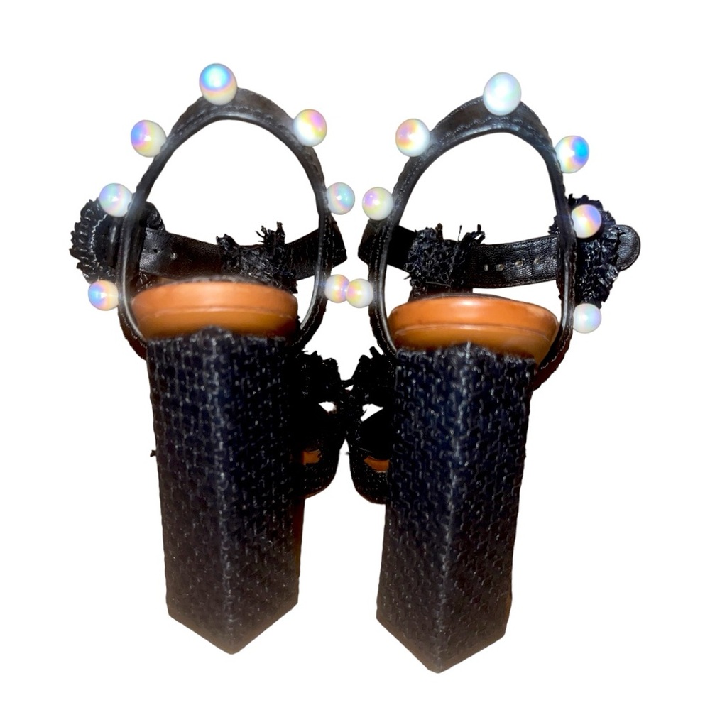 Dolce & Gabanna Black Rafita Embellished Leather Platform Heels - Picture 3 of 4